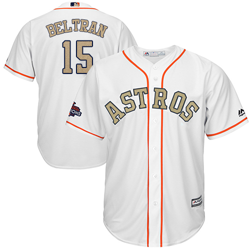 Astros #15 Carlos Beltran White 2018 Gold Program Cool Base Stitched MLB Jersey